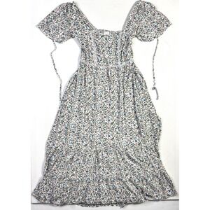 Elloh Dress Women's Medium Floral Puff Sleeve Button Long